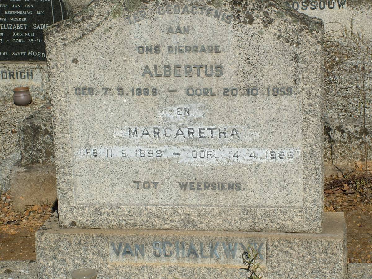 SCHALKWYK Albertus, van 1889-1959 & Margaretha 1896-1986