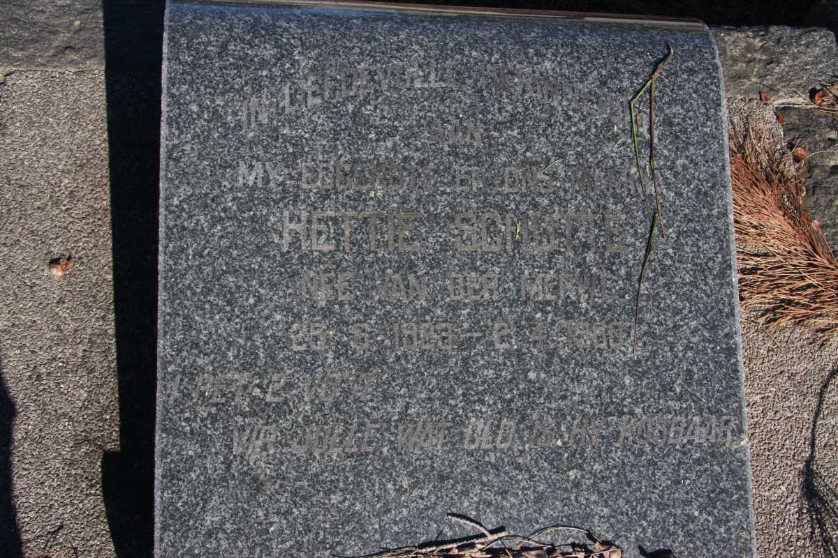 SCHUTTE Hettie nee VAN DER MERWE 1923-19?