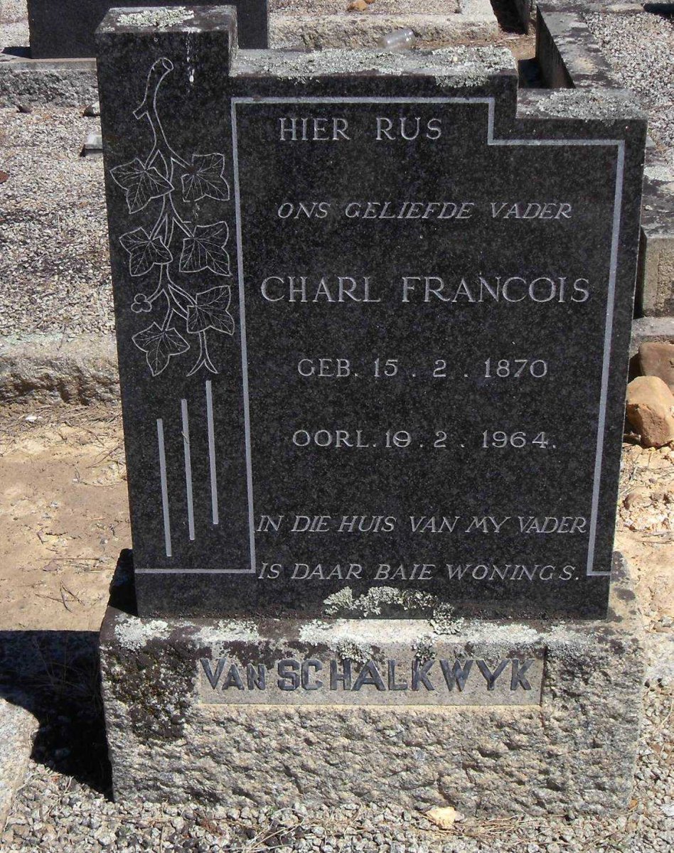 SCHALKWYK Charl Francois, van 1870-1964