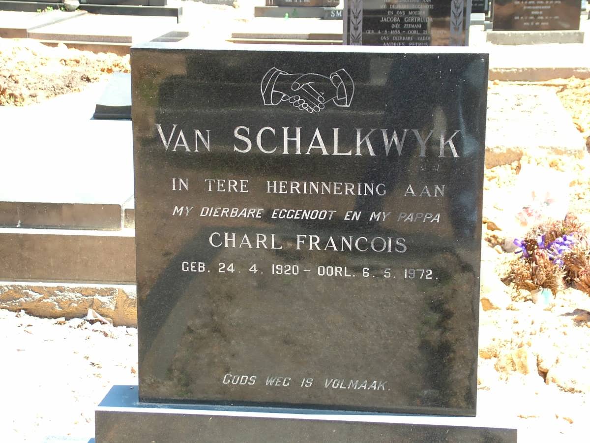SCHALKWYK Charl Francois, van 1920-1972