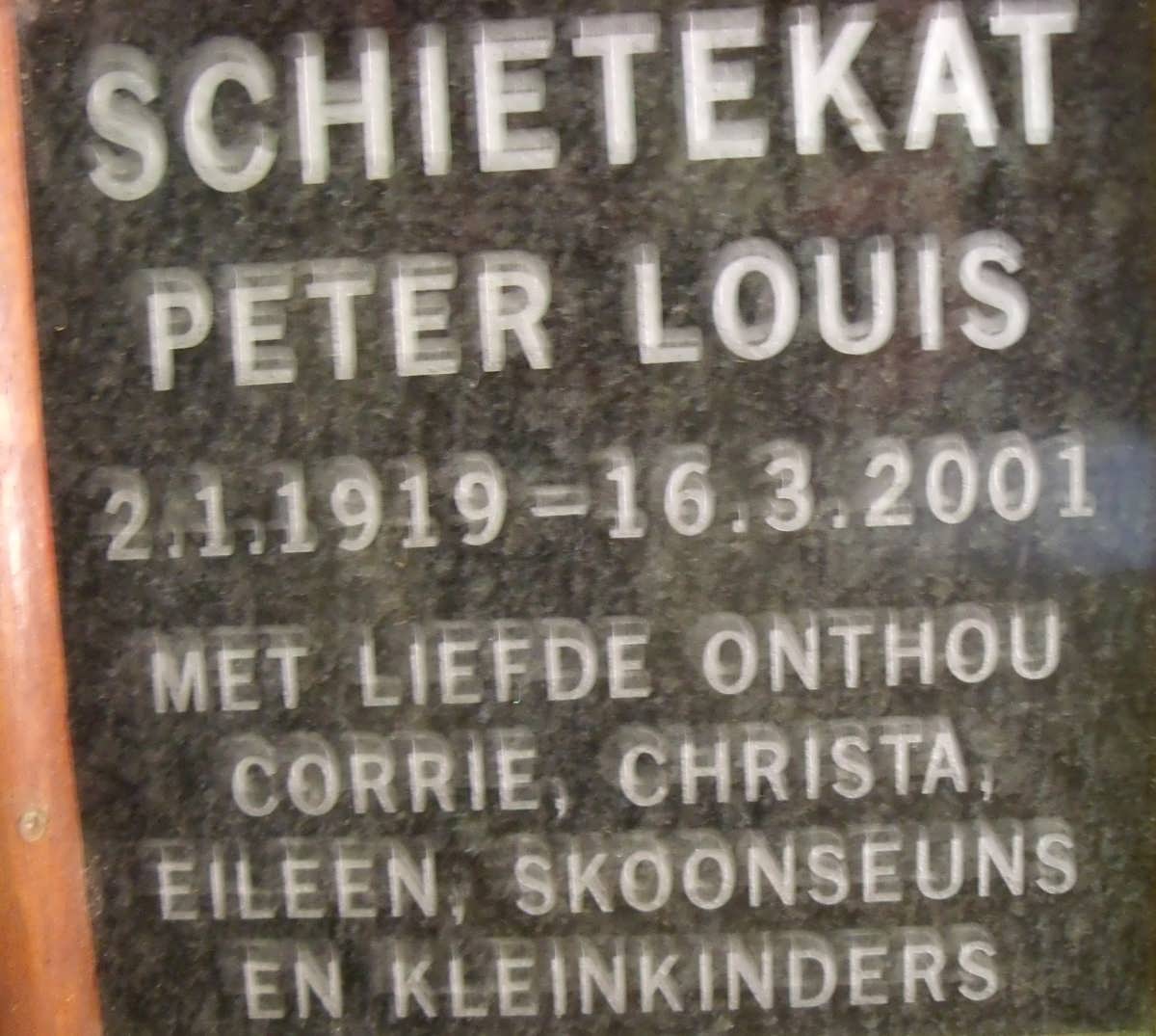 SCHIETEKAT Peter Louis 1919-2001