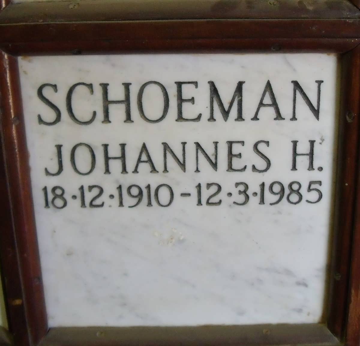 SCHOEMAN Johannes H. 1910-1985
