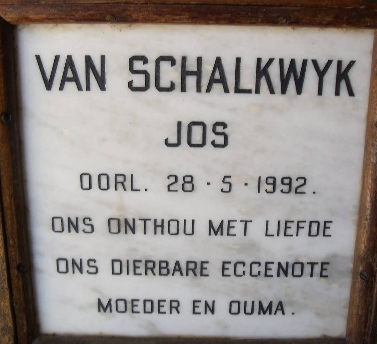 SCHALKWYK Jos, van -1992