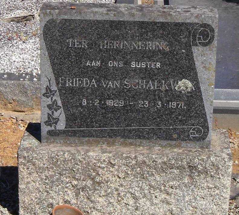 SCHALKWYK Frieda, van 1929-1971