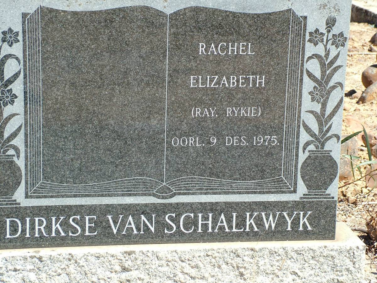 SCHALKWYK Rachel Elizabeth, Dirkse van -1975
