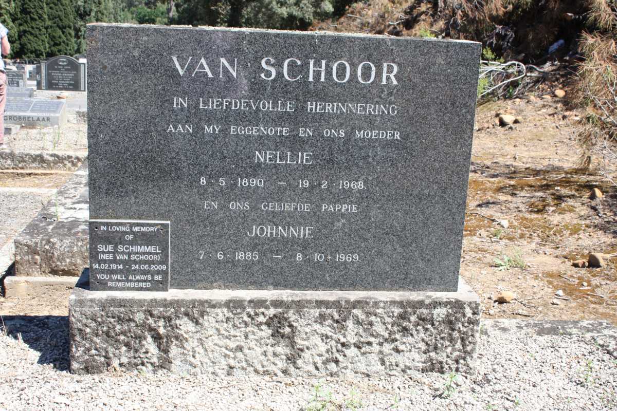 SCHOOR Johnnie, van 1885-1969 & Nellie 1890-1968 :: SCHIMMEL Sue nee VAN SCHOOR 1914-2009