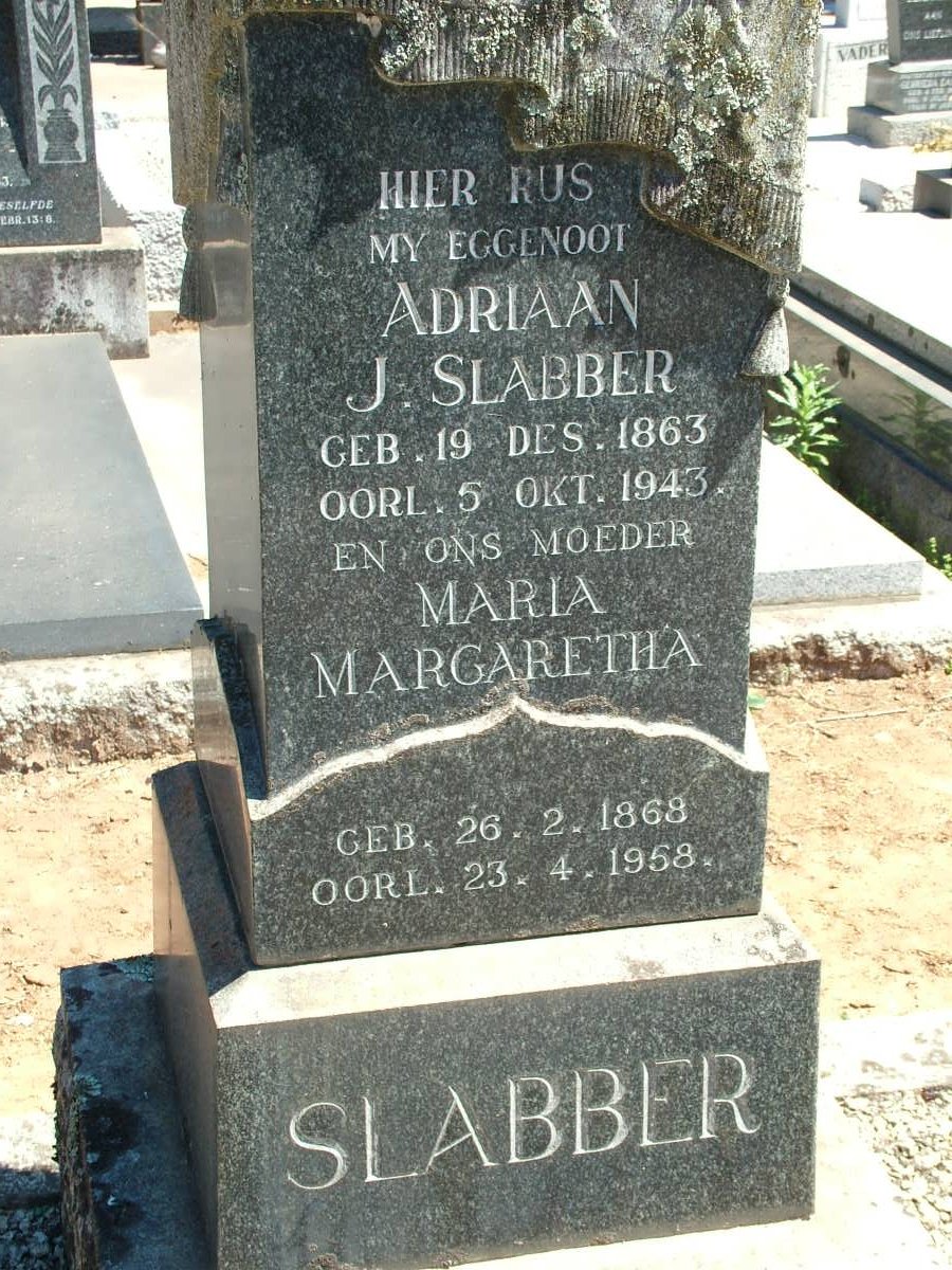 SLABBER Adriaan J. 1863-1943 & Maria Margaretha 1868-1958