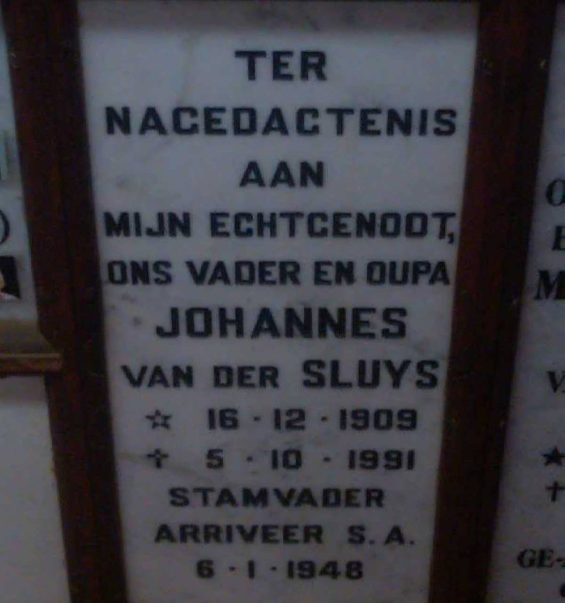 SLUYS Johannes, van der 1909-1991
