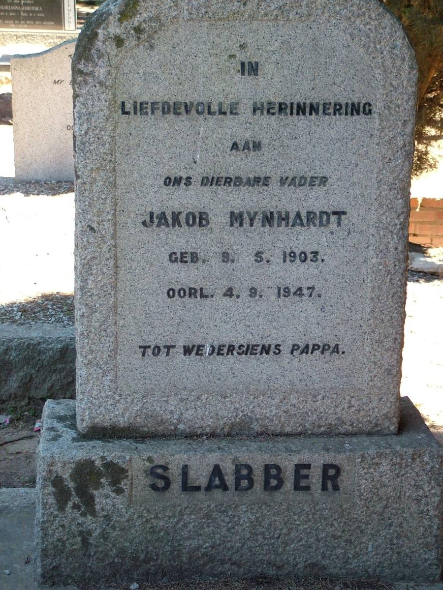 SLABBER Jakob Mynhardt 1903-1947
