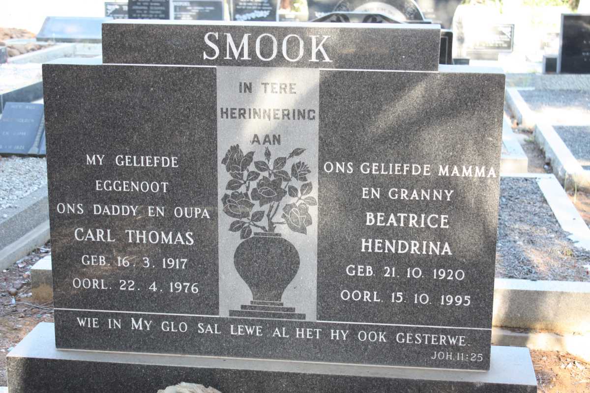 SMOOK Carl Thomas 1917-1976 & Beatrice Hendrina 1920-1995