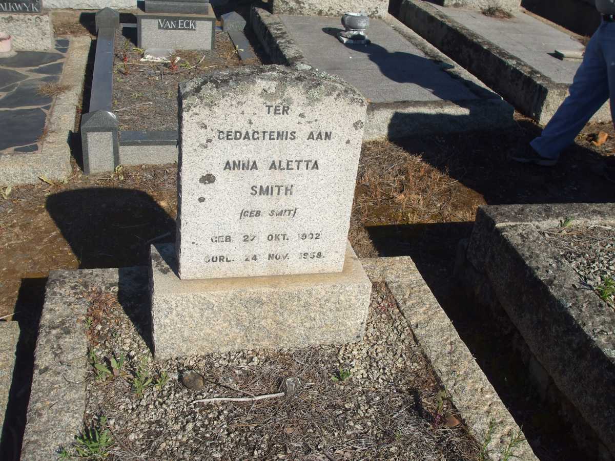 SMITH Anna Aletta nee SMIT 1902-1958 