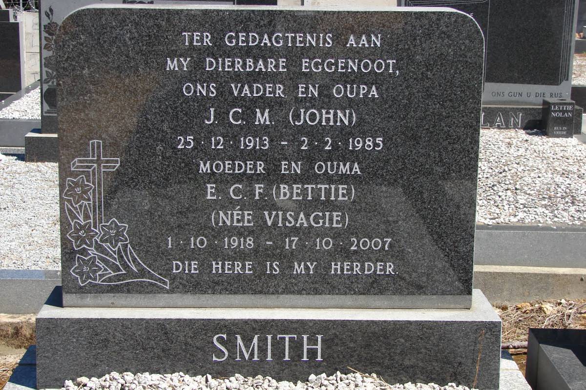SMITH J.C.M. 1913-1985 & E.C.F. VISAGIE 1918-2007