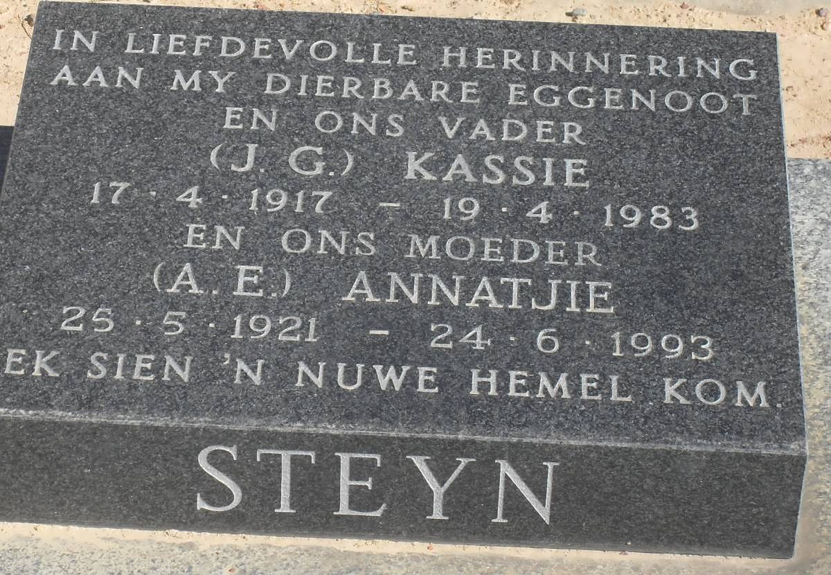 STEYN J.G. 1917-1983 & A.E. 1921-1993