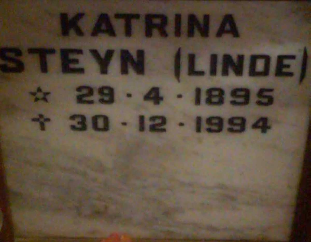 STEYN Katrina nee LINDE 1895-1994