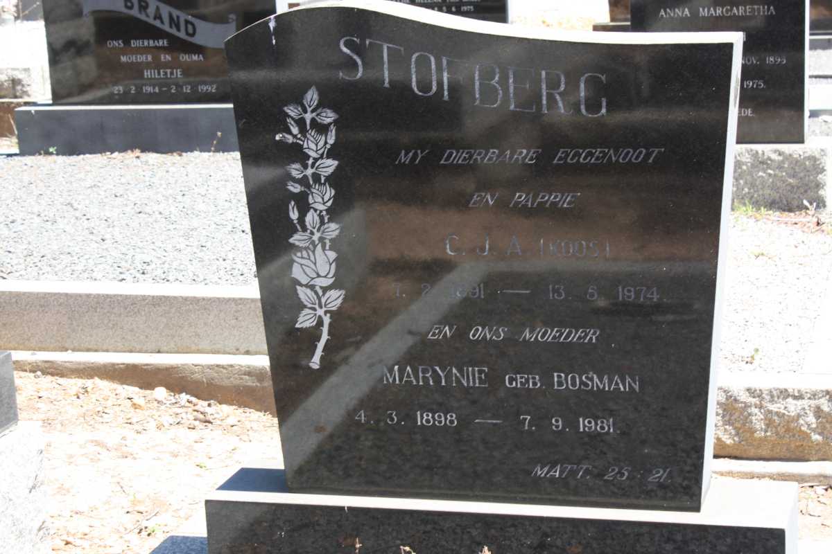 STOFBERG C.J.A. 1891-1974 & Marynie BOSMAN 1898-1981
