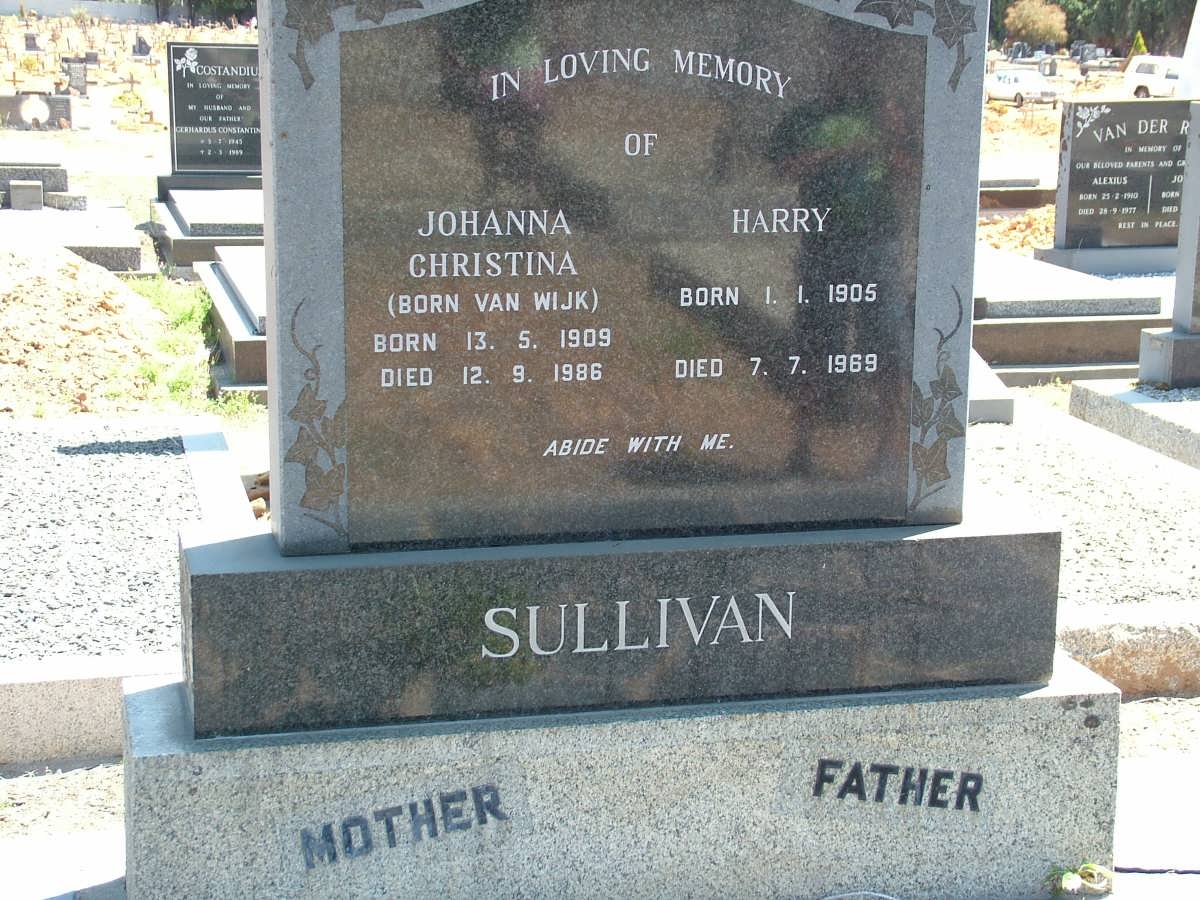SULLIVAN Harry 1905-1969 & Johanna Christina VAN WIJK 1909-1986
