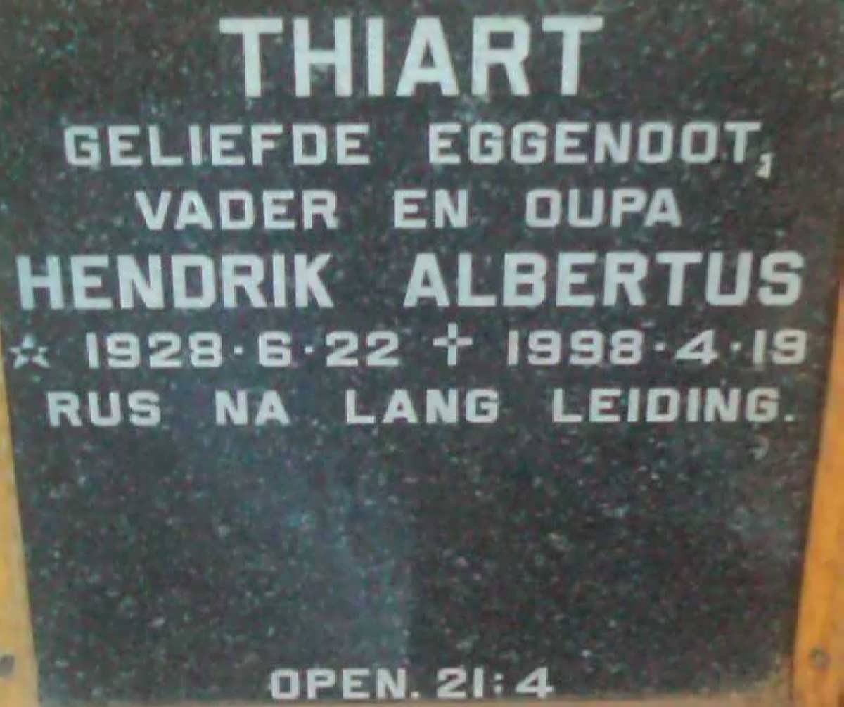 THIART Hendrik Albertus 1928-1998