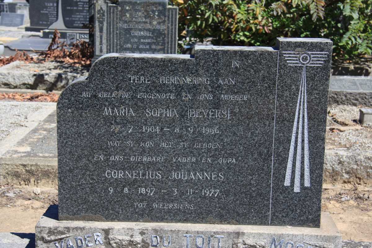 TOIT Cornelius Johannes, du 1897-1977 &amp; Maria Sophia BEYERS 1904-1956