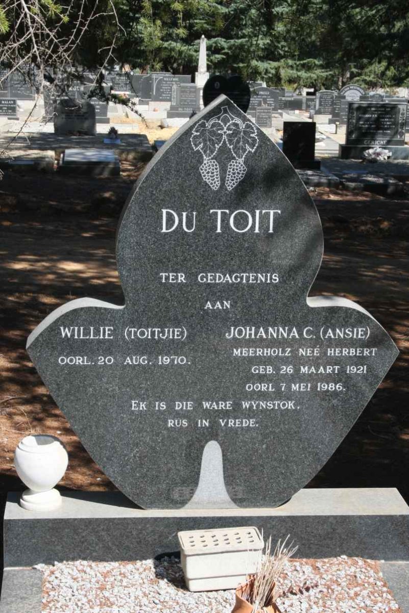 TOIT Willie, du -1970 &amp; Johanna C. MEERHOLZ nee HERBERT 1921-1986