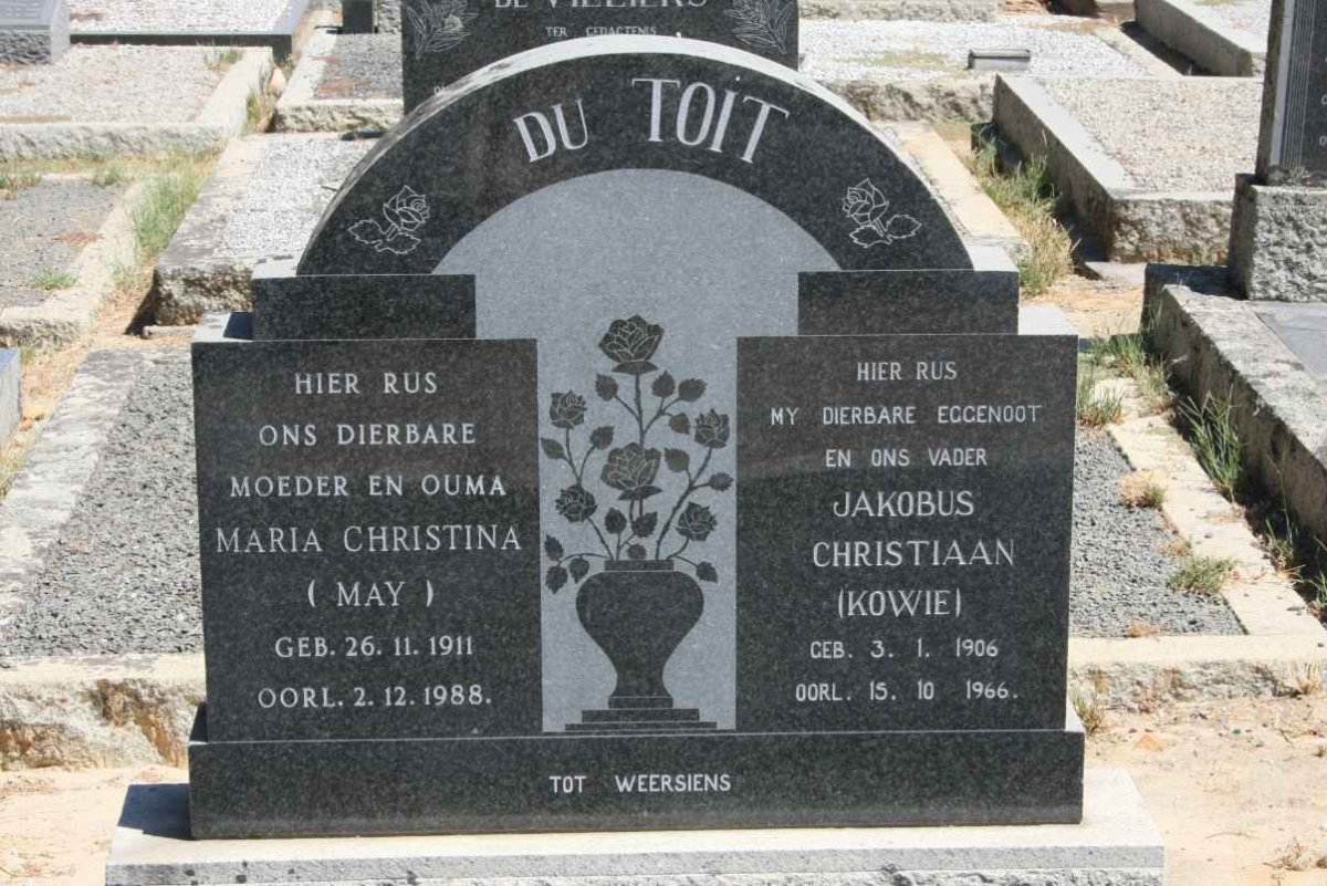 TOIT Jakobus Christiaan, du 1906-1966 &amp; Maria Christina 1911-1988