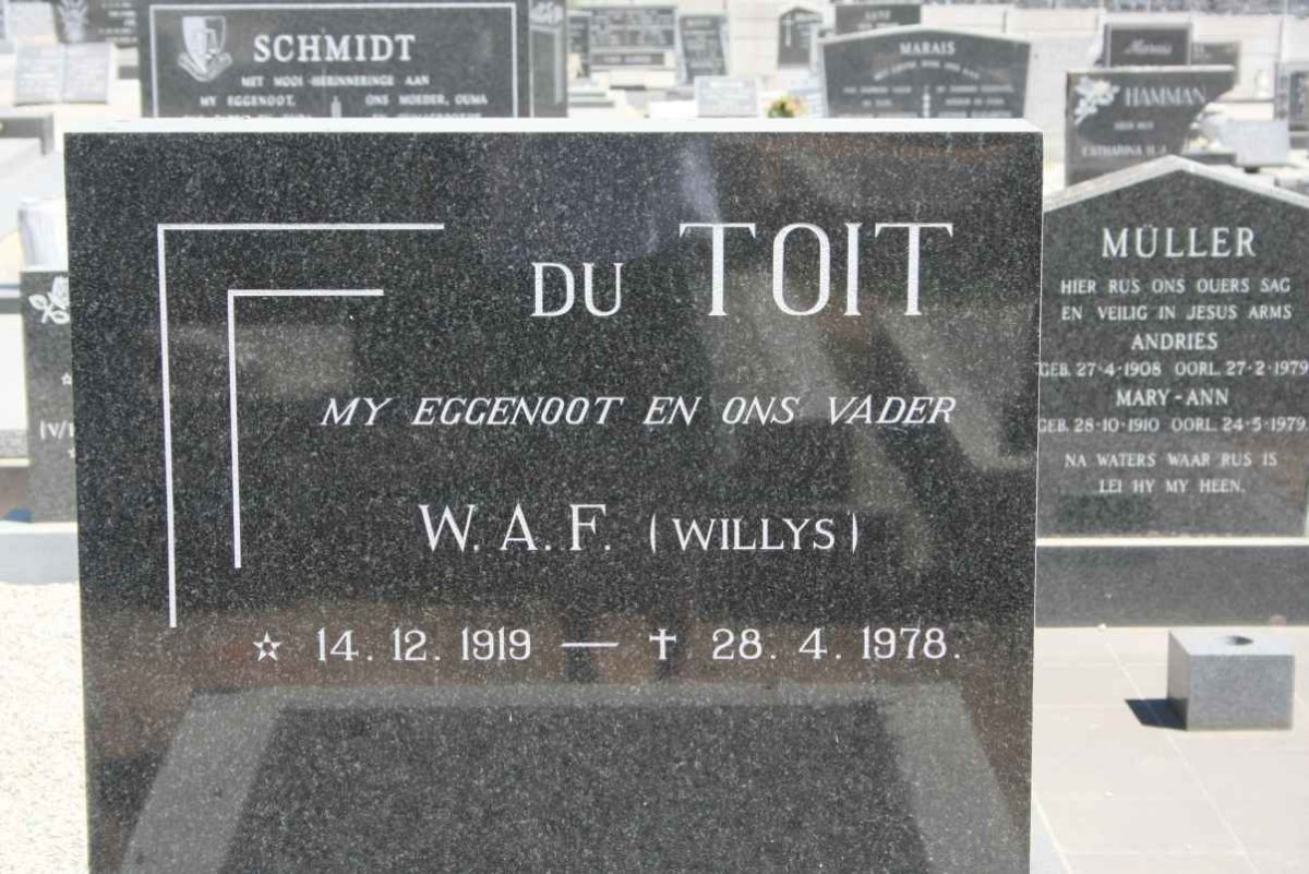 TOIT W.A.F., du 1919-1978