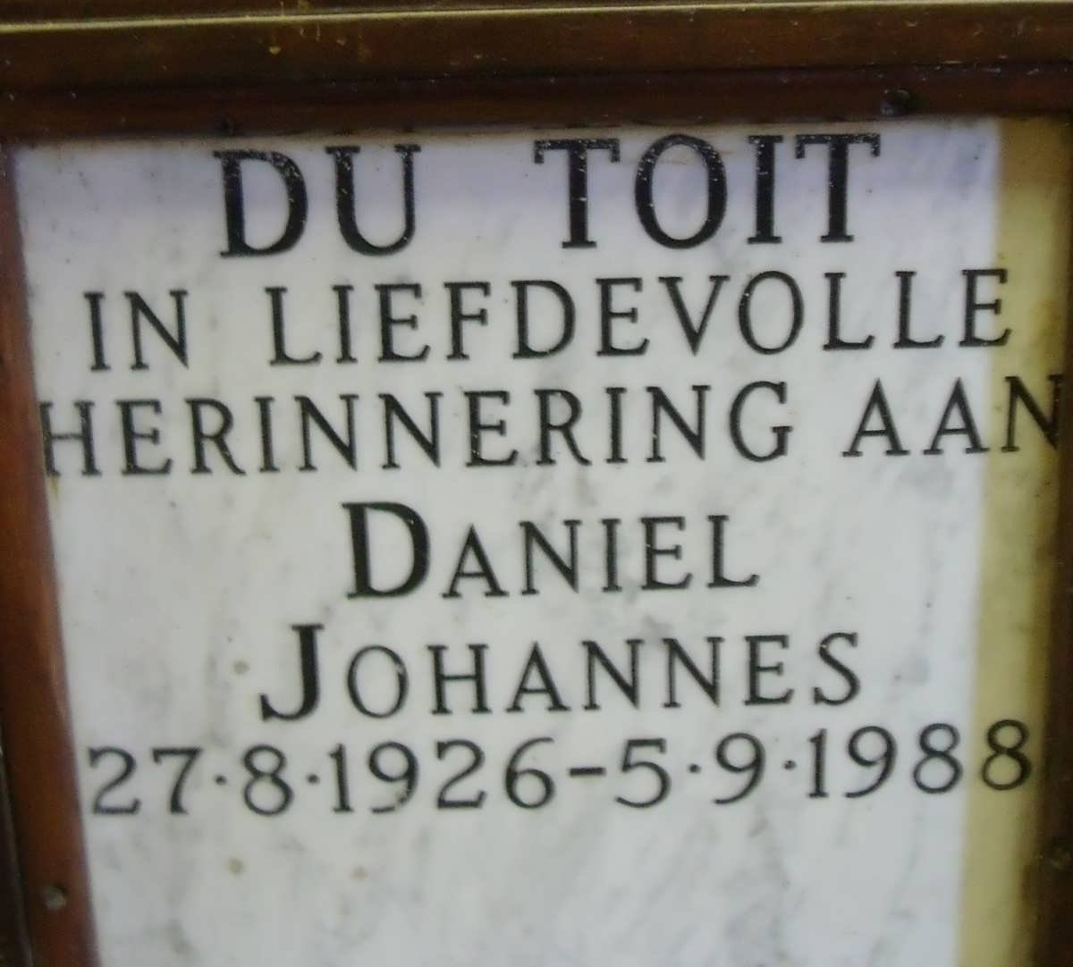 TOIT Daniel Johannes, du 1926-1988
