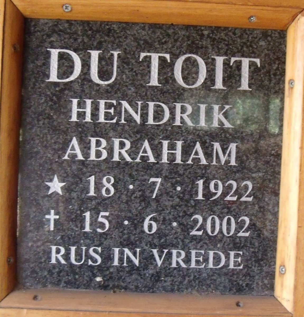 TOIT Hendrik Abraham, du 1922-2002