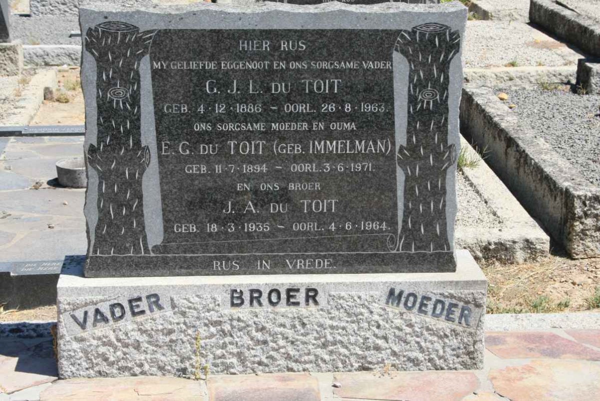 TOIT G.J.L., du 1886-1963 &amp; E.G. IMMELMAN 1894-1971 :: DU TOIT J.A. 1935-1964
