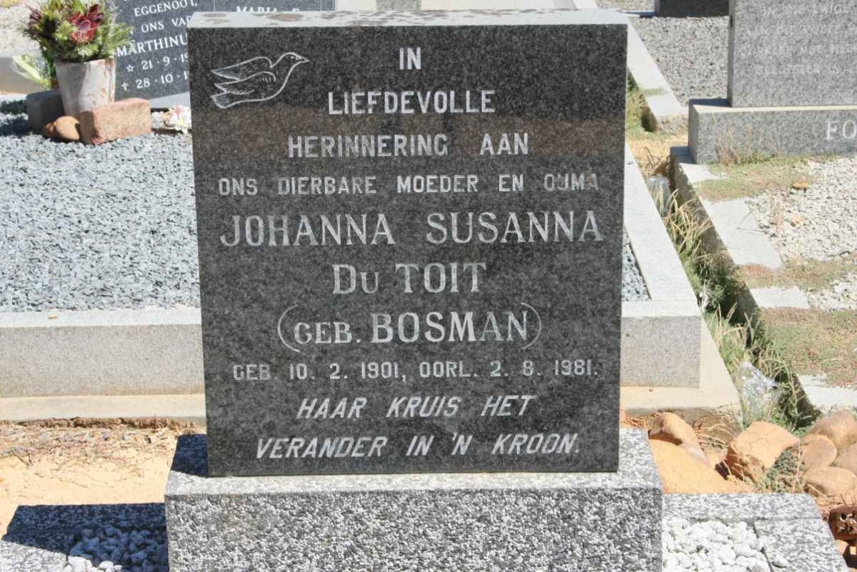 TOIT Johanna Susanna, du nee BOSMAN 1901-1981
