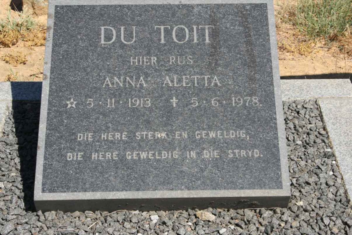 TOIT Anna Aletta, du 1913-1978