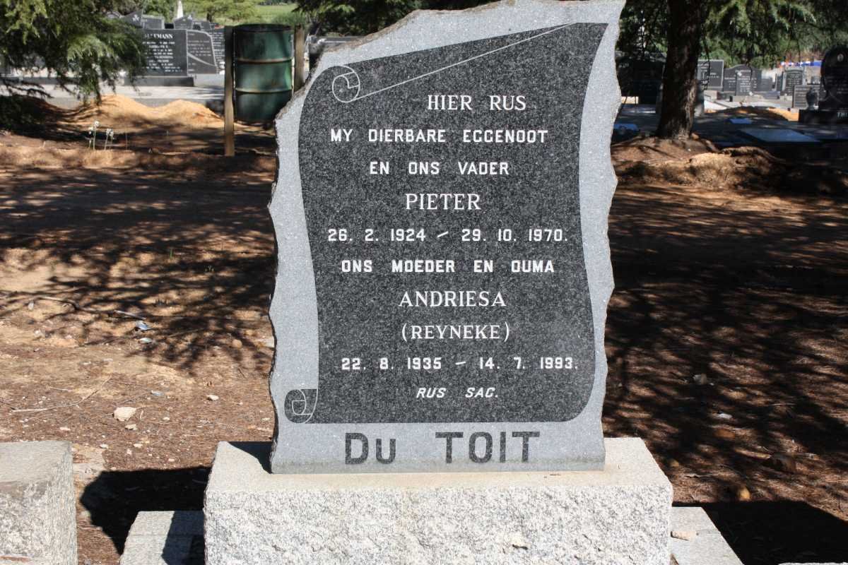 TOIT Pieter, du 1924-1970 &amp; Andriesa REYNEKE 1935-1993