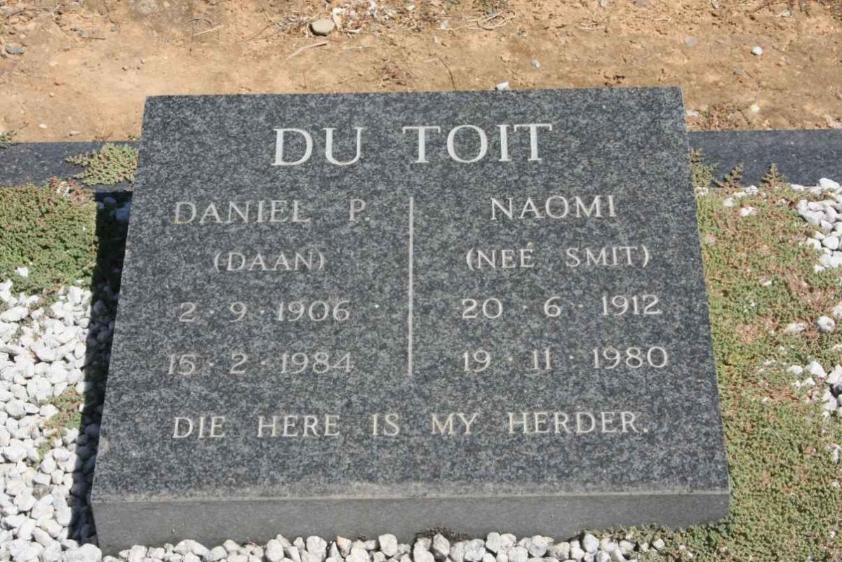 TOIT Daniel P., du 1906-1984 &amp; Naomi SMIT 1912-1980