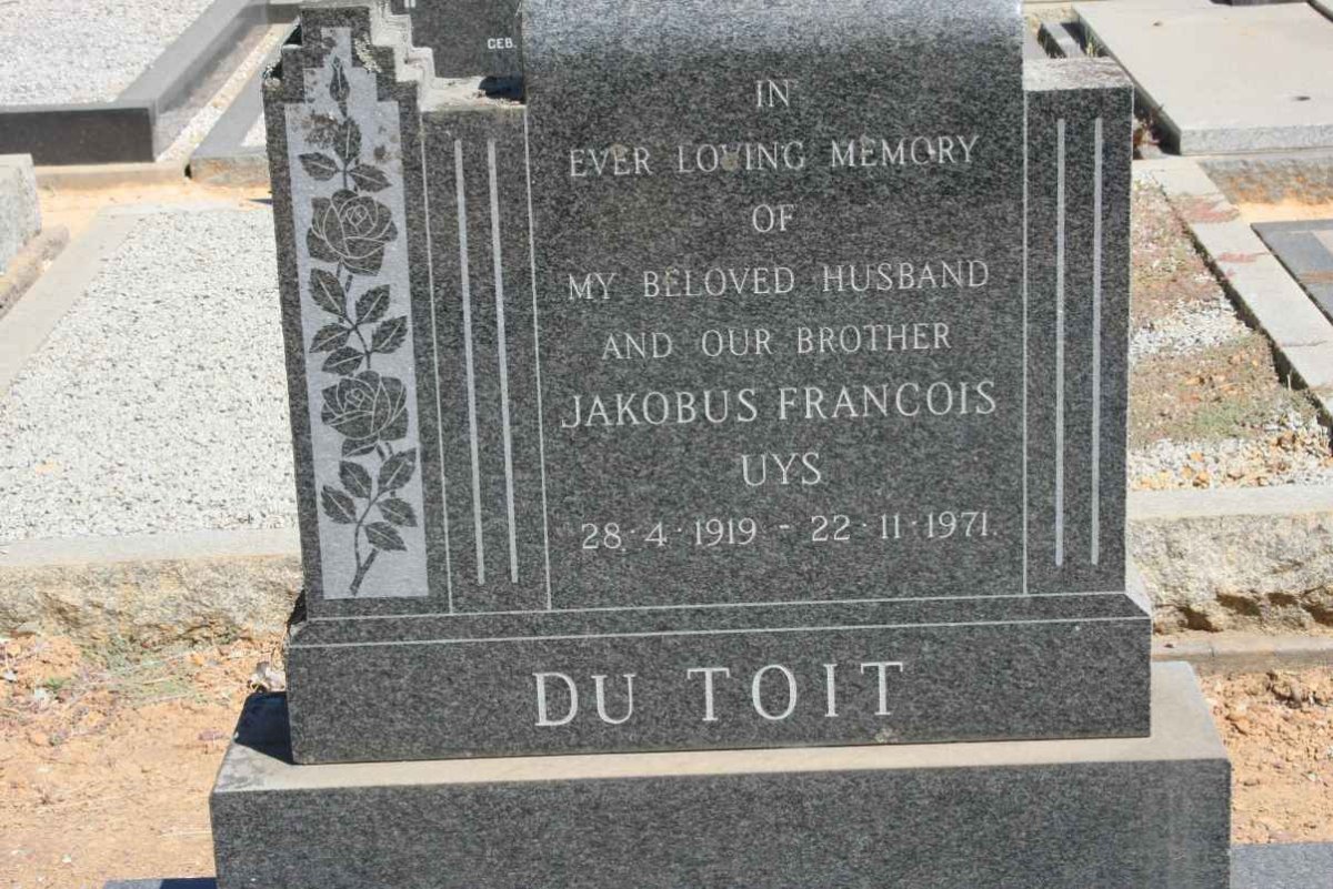 TOIT Jakobus Francois Uys, du 1919-1971 
