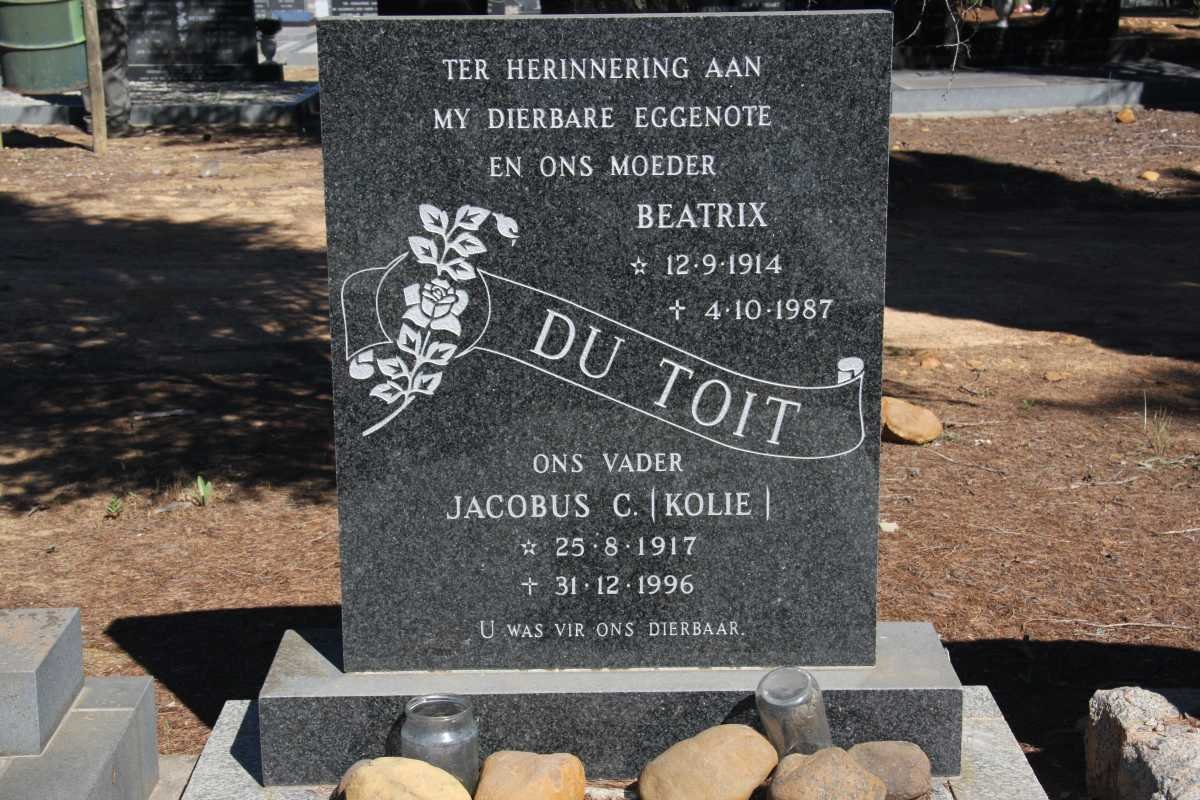 TOIT Jacobus C., du 1917-1996 &amp; Beatrix 1914-1987