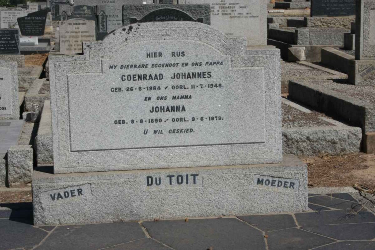 TOIT Coenraad Johannes, du 1884-1948 &amp; Johanna 1890-1979