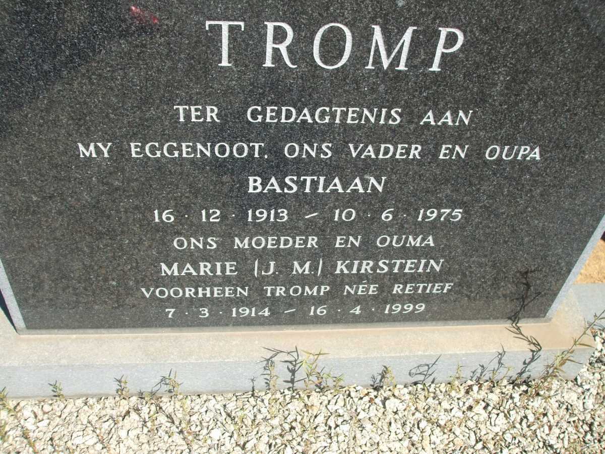 TROMP Bastiaan 1913-1975 &amp; J.M. RETIEF voorheen TROMP 1914-1999
