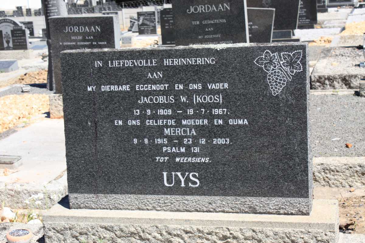 UYS Jacobus W. 1909-1967 & Mercia 1915-2003