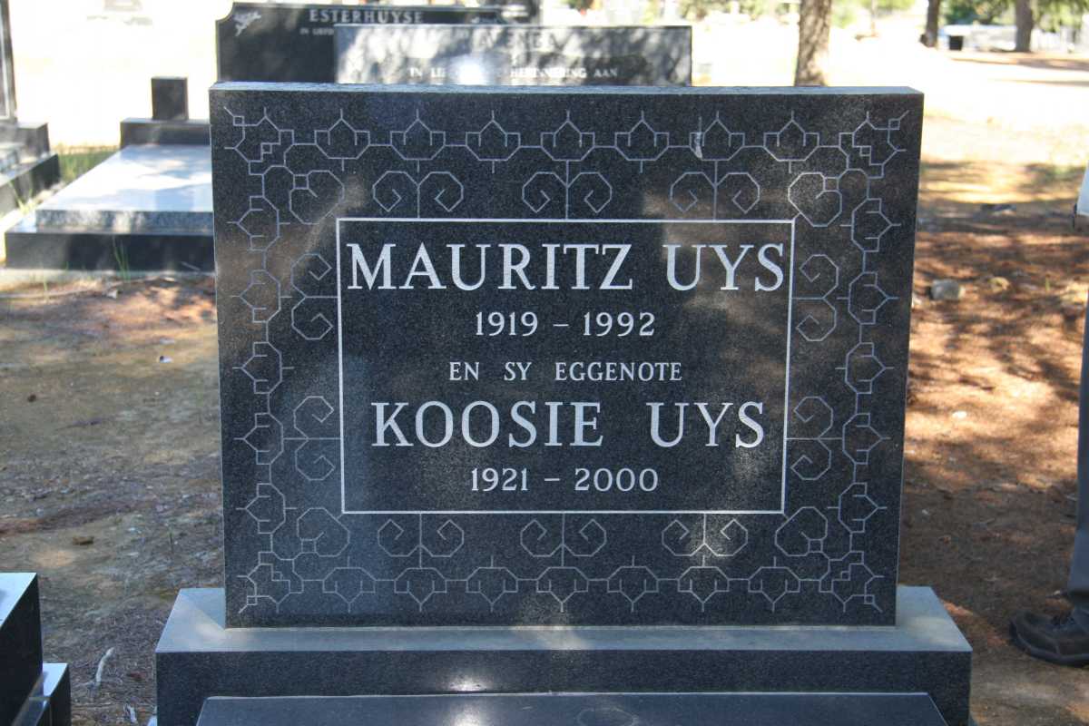UYS Mauritz 1919-1992 & Koosie 1921-2000