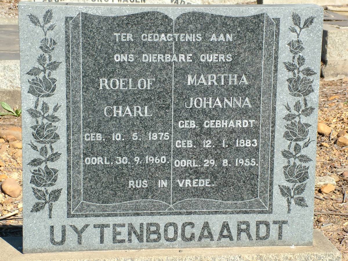 UYTENBOGAARDT Roelof Charl 1875-1960 & Martha Johanna GEBHARDT 1883-1955