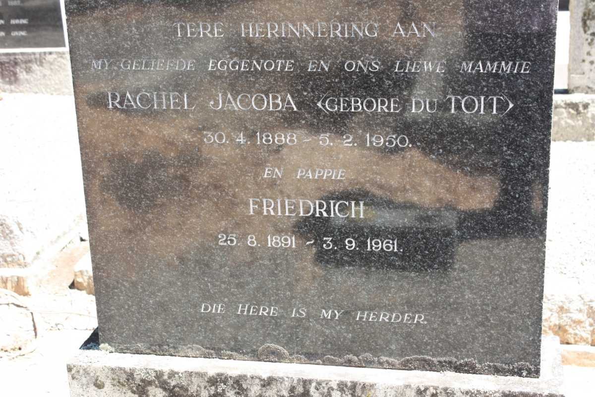 ? Friedrich 1891-1961 &amp; Rachel Jacoba DU TOIT 1888-1950