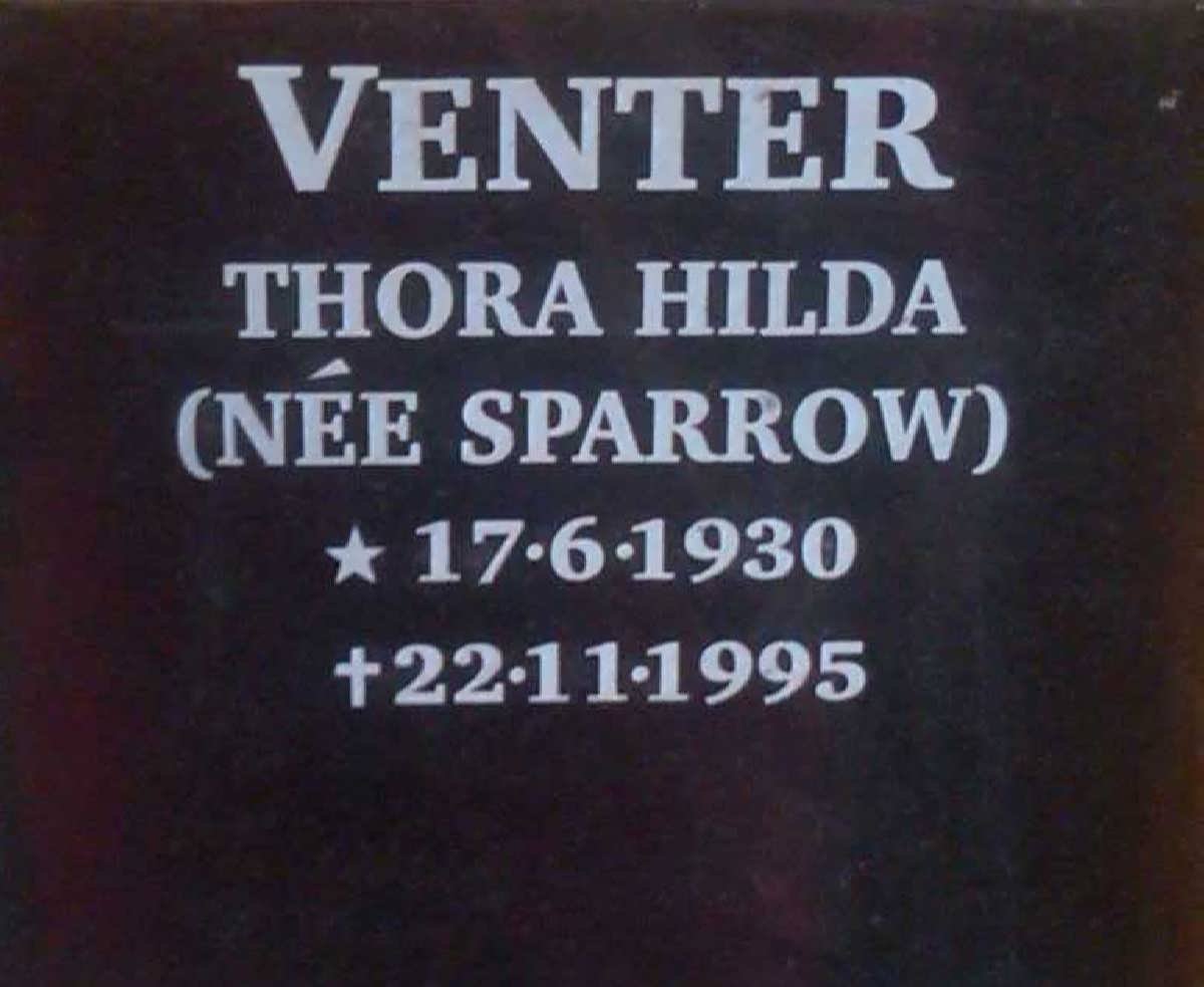 VENTER Thora Hilda nee SPARROW 1930-1995