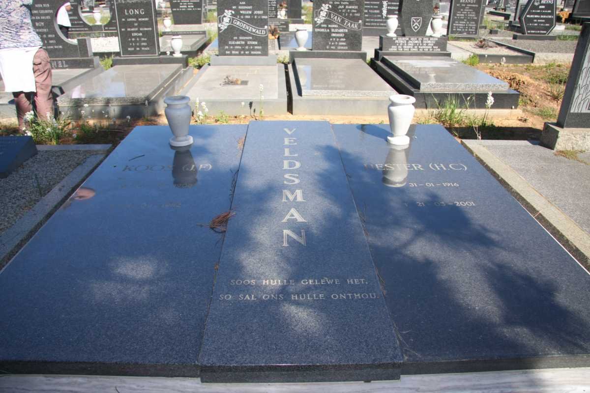 VELDSMAN J.F. 1908-1982 &amp; H.C. 1916-2001