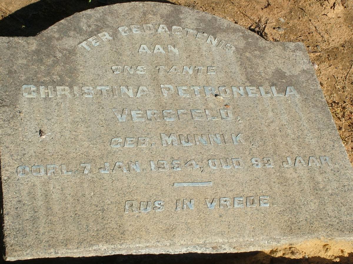 VERSFELD Christina Petronella nee MUNNIK -1954