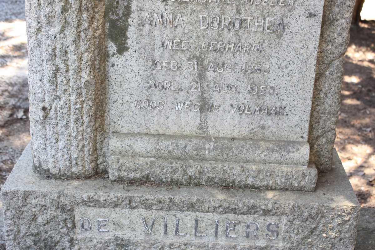VILLIERS Anna Dorothea, de nee GEBHARD 1883-1960