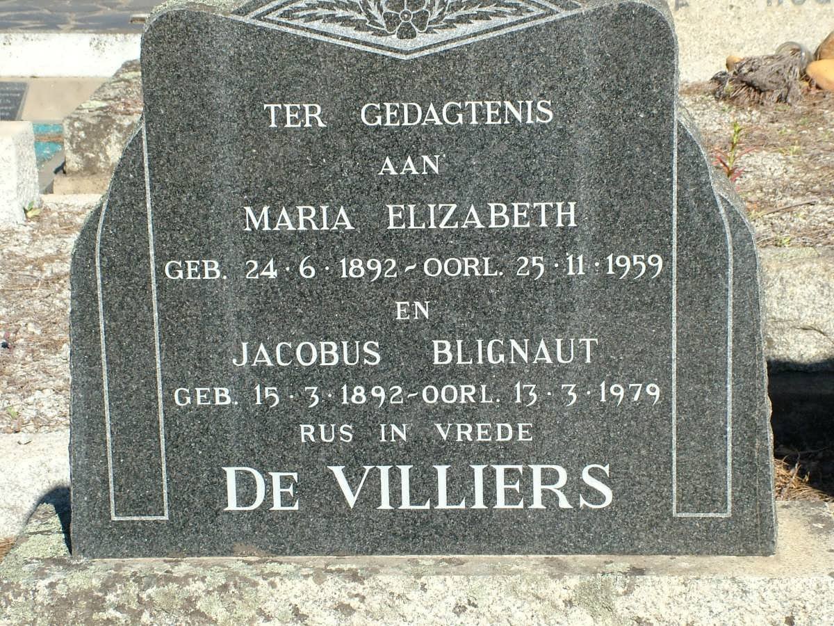 VILLIERS Jacobus Blignaut, de 1892-1979 &amp; Maria Elizabeth 1892-1959