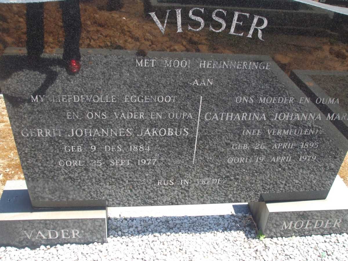 VISSER Gerrit Johannes Jakobus 1884-1977 &amp; Catharina Johanna Maria VERMEULEN 1895-1979