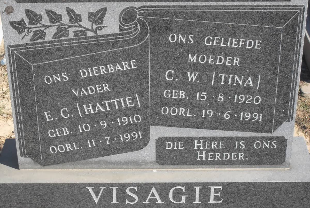 VISAGIE E.C. 1910-1991 &amp; C.W. 1920-1991