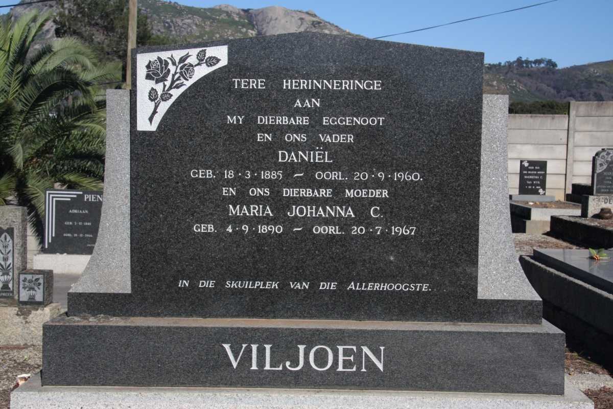VILJOEN Daniël 1885-1960 &amp; Maria Johanna C. 1890-1967