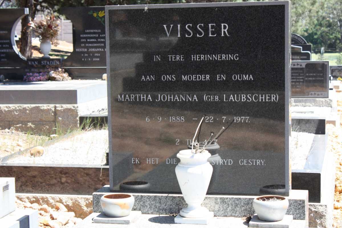 VISSER Martha Johanna nee LAUBSCHER 1888-1977