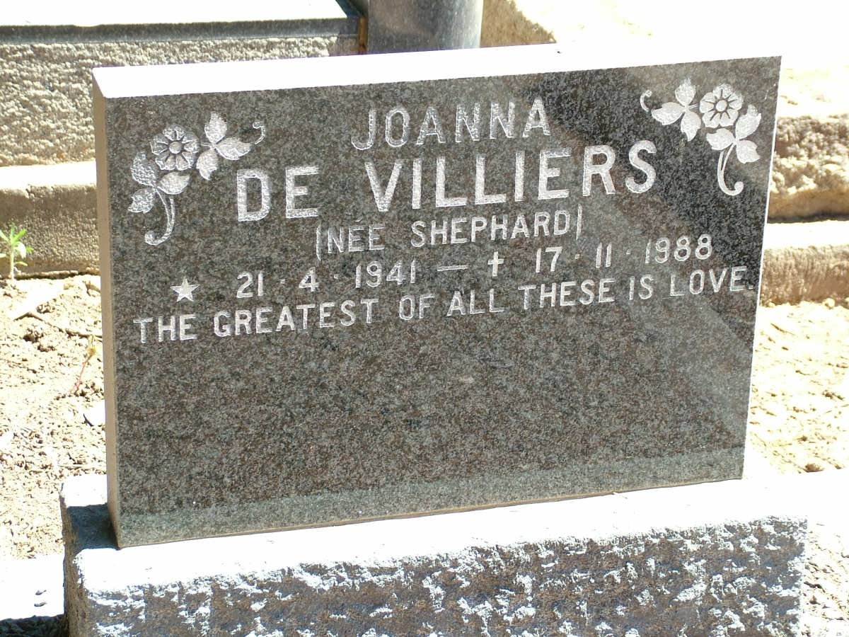 VILLIERS Joanna, de nee SHEPHARD 1941-1988